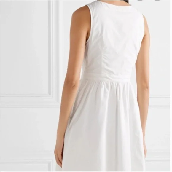 Women's J.Crew Sleeveless A-Line Poplin Dress White Size 8 - Picture 4 of 9